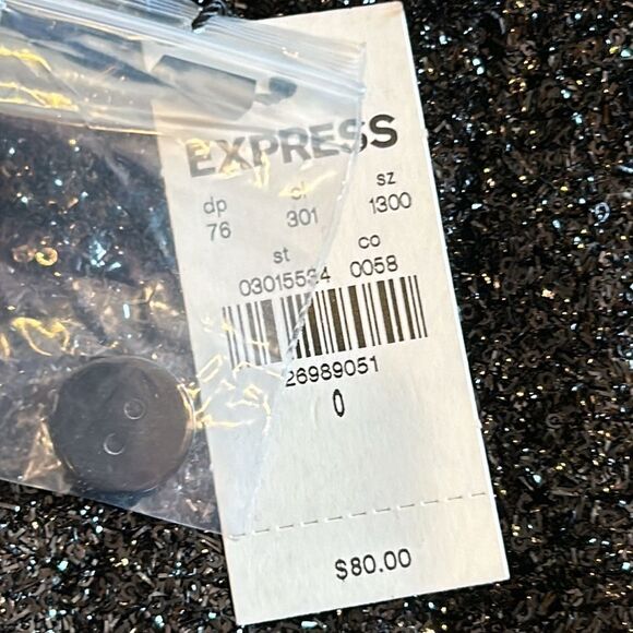NEW Express Black Sequin High Rise Bermuda Dressy Shorts - Picture 6 of 8